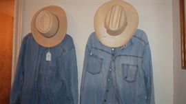 Old denim and straw hats