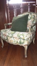 One of pair of vintage armchairs (also has matching ottoman)