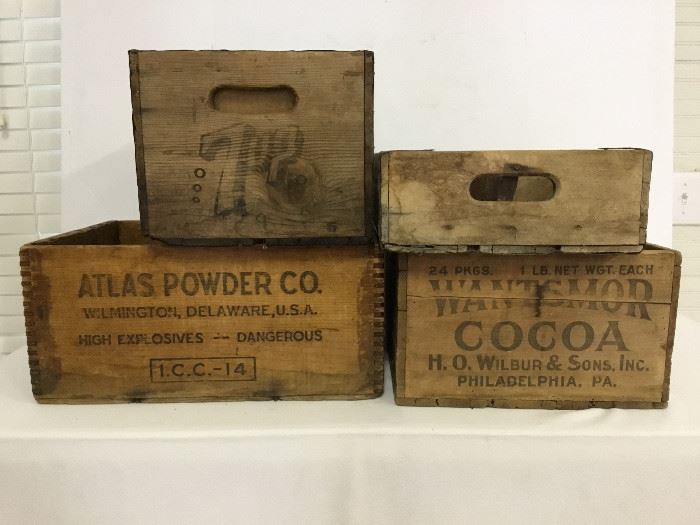 Four Vintage Wooden Boxes https://ctbids.com/#!/description/share/51374