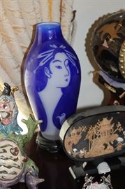 Asian inspired crystal vase