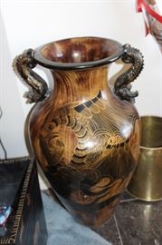 Wooden vase, dragon theme from China