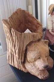 Carved bear statue