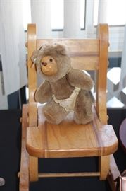 Kevi bear by Robert Raikes with chair