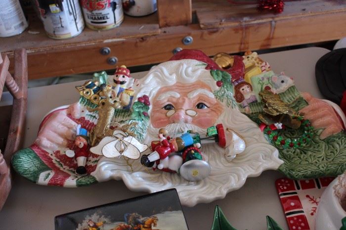 Christmas Santa plate and figurines