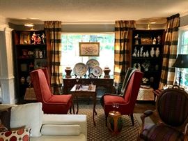 The Living Room
Drexel game table flanked by a pair of Baker chairs sitting on a Stark carpet. 