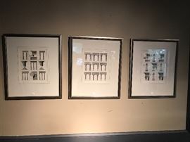 Three antique Architectural drawings