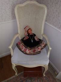 VINTAGE DOLL AND CHAIR