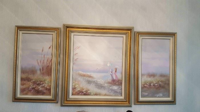 Three-piece painting -- nicely framed