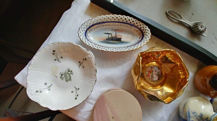 Variety of vintage china pieces and collectibles