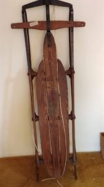Large vintage sled with metal runners