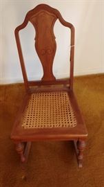 Restored and re-caned oak sewing rocker from early 1900's