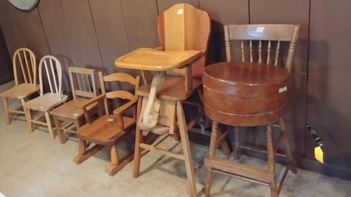 Variety of old wooden chairs