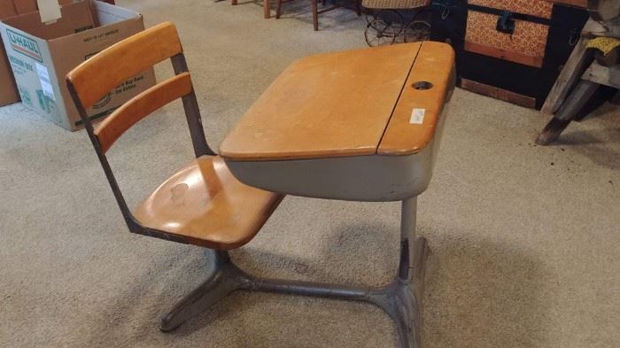 Old school desk--what fun for a child's bedroom or playroom!