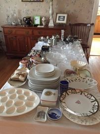 China, Silveplate and other serving pieces.