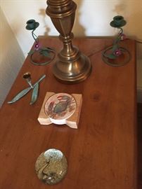 Paperweight, coasters, candlesticks,lamp