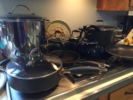 Cuisinart Pans, teapot, vintage tray