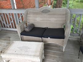Wicker Bench and Ottoman.