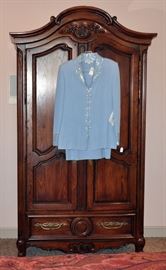 Master bedroom Thomasville matching large armoire - features an elegant St. John 3 pieces evening suit new with tags ($900) from Neiman Marcus.