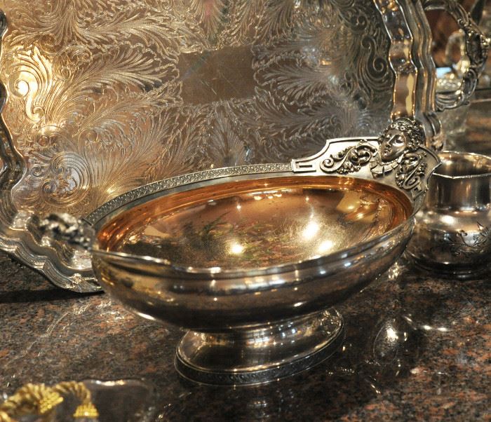 1870s Tiffany & Co sterling silver center bowl with gold wash