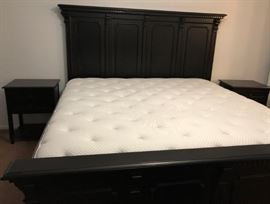 King Paneled Bed Frame, Dresser w Mirror and Nightstands