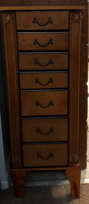 Jewelry Box w Lift Top, 6-Drawers and 2 Side Sections 