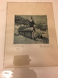VINTAGE SIGNED PAUL SOLLMANN ETCHING 