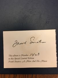 FRANK SINATRA A MAN AND HIS MUSIC. 2- LP BOX. SIGNED NUMBERED AUTOGRAPH CARD. 
