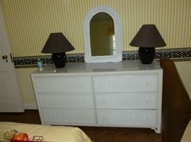Quality Wicker dresser & mirror