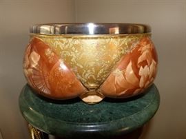 Antique Doulton Burslem cache pot with gold gilt decoration.  See next picture for close-up 