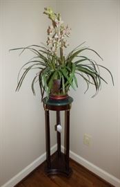 Silk Orchid on marble top plant stand