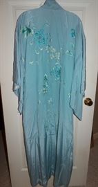 Silk kimono style robe with embroidery