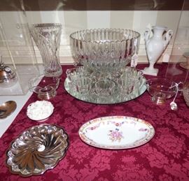 Heisey "Crystolite" punch bowl with cups & pedestal