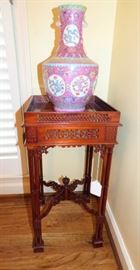 Large Oriental Vase with Ch'ien Lung Qiuanlong Mark  His reign was 1736-1795.  With original box brought into United States.