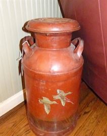 Old Milk Can with handpainted ducks