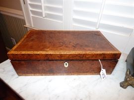 Antique burled wood document box