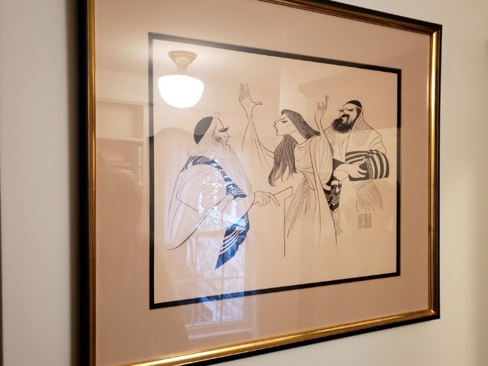Framed Rabbi Litho by Al Hirshfeld - signed
