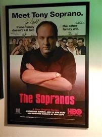 The Sopranos Charity Auction Movie Poster signed by James Gandolfini and the cast