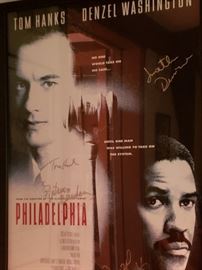 Philadelphia Charity Auction Movie Poster signed by Denzel Washington & Tom Hanks and the entire cast