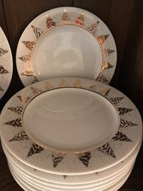 Gold Christmas trees on the nice Dansk China set 