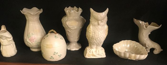 collection of Beleek porcelains