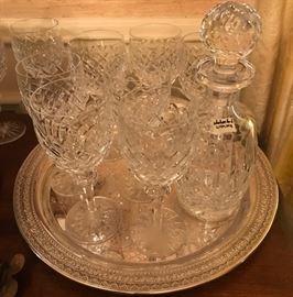 Waterford LIsmore decanter and wine goblets