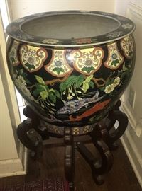 Asian fish bowl on stand