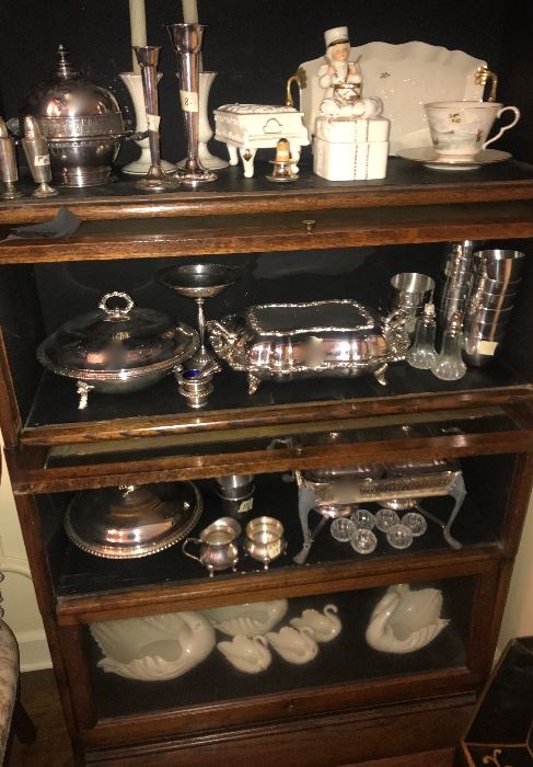 Lots of silver hollowware , collection of Lenox swans