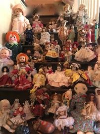 lots of dolls including Madame Alexander