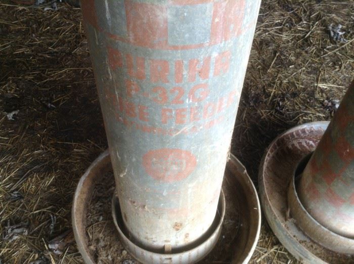 VINTAGE Purina Galvanized Chicken Feeders.  Selling individually or in bulk.