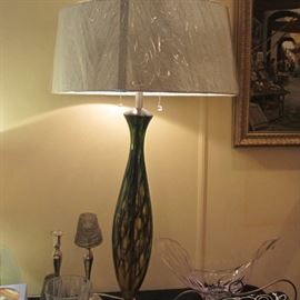 HANDBLOWN ART GLASS LAMP BY STONEGATE.  SIGNED BY THE ARTIST CHRIS SCARBOROUGH
