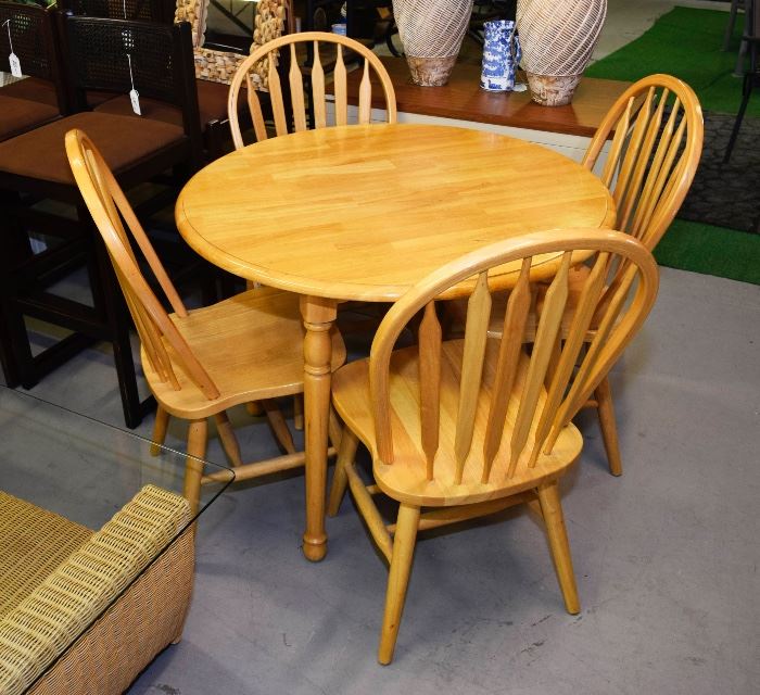 Round wood table with 4 chairs