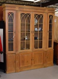 Blonde wood china cabinet 