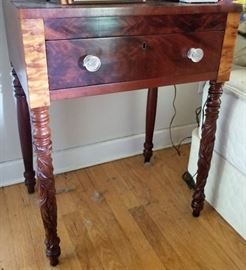 antique carved, mixed woods, sidetable