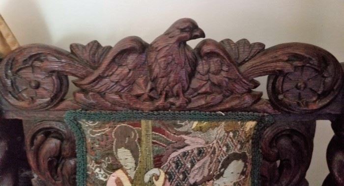 fowl carving detail chair top